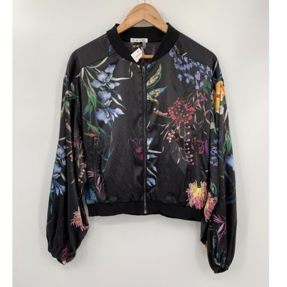 On the Road Satin Floral Bomber Jacket Lightweight